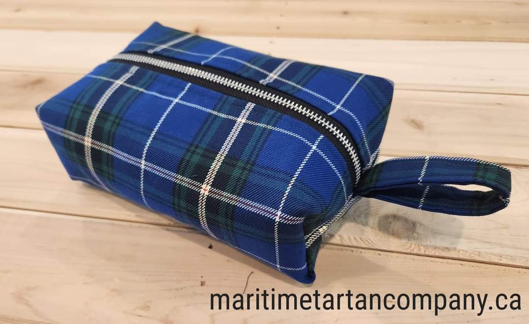 Coming soon... Travel shaving or Makeup bags 25cm x 14cm x 7cm lined with black cotton Nova Scotia, Cape Breton New Brunswick, PEI and Newfoundland Tartan and a few others $35 plus tax Maritime Tartan Company 28 Church Street Amherst NS (902) 441-6721