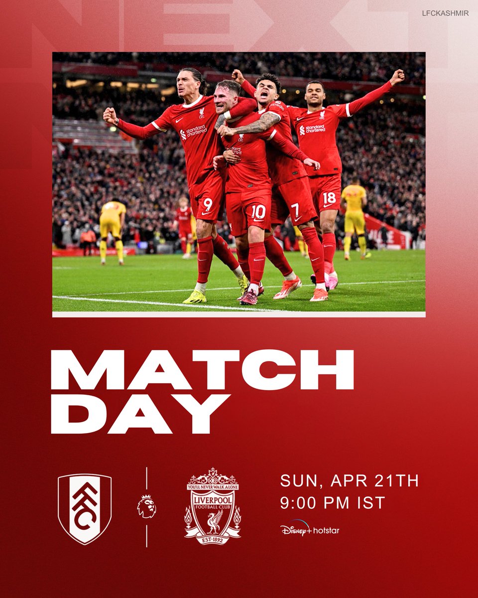 🔴 MATCHDAY 🔴

Back in <a href="/premierleague/">Premier League</a> away to <a href="/FulhamFC/">Fulham Football Club</a> 

#FULLIV #PL #Liverpool