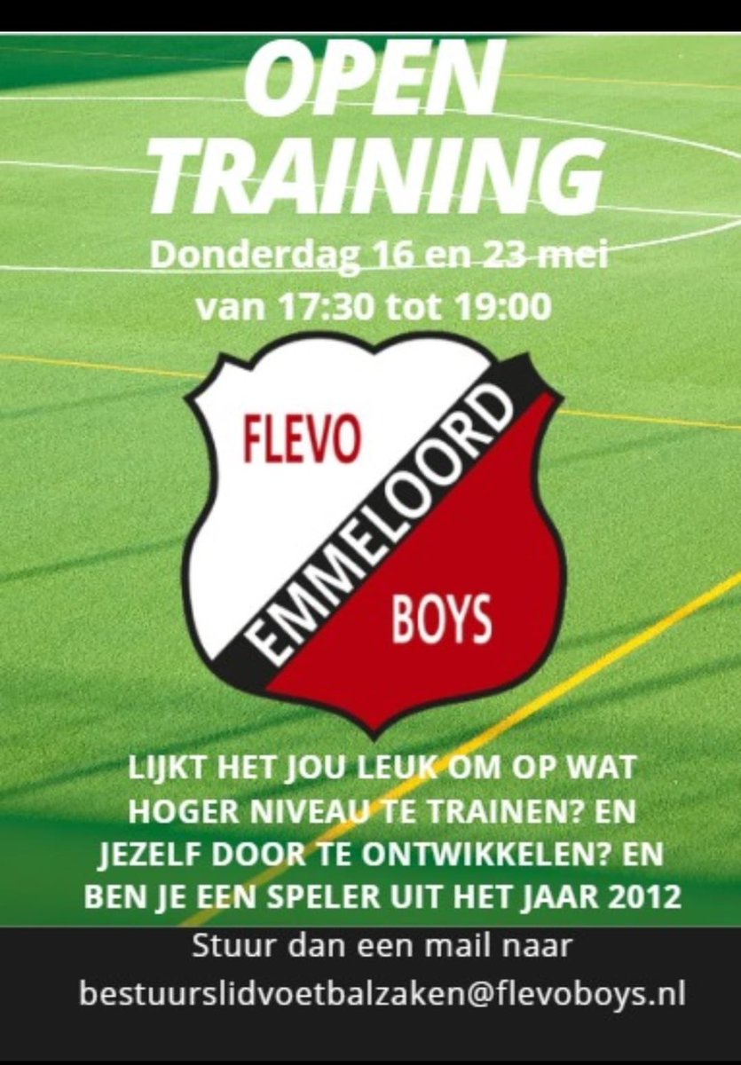 flevoboys's tweet photo. Ben je geboren in 2012 en wil je graag op een hoger niveau trainen en spelen? Meld je dan nu aan 👍⬇️ https://t.co/6RG46QUUrH