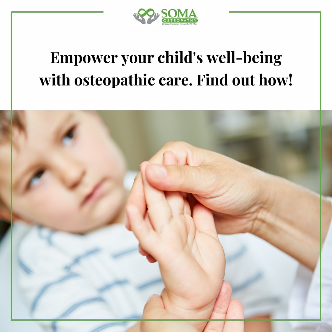 Empower your child's well-being with osteopathic care. Find out how!

Visit our website somaosteopathy.com to learn more!

#Osteopathy #HealthyGrowt #Development #HolisticApproach #PreventAndManageConditions #SupportImmuneSystem #CollaborativeCare #Pediatric