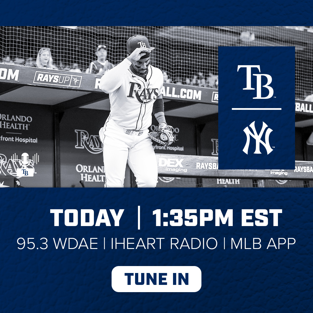 The #Rays are ready to finish their series strong in the Bronx! First, join @ChrisAdamsWall for This Week @RaysBaseball at 12 p.m., with the pregame show to follow at 1 p.m. Afterwards, @andybfreed and @neilsolondz have the action on @953WDAE, with first pitch at 1:35!