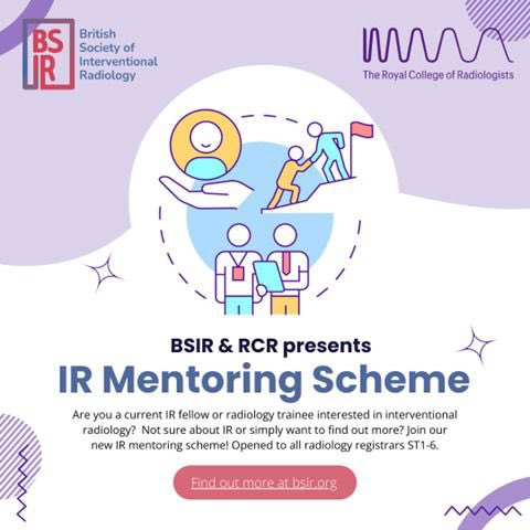 @BSIR_News and @RCRadiologists presents IR mentoring scheme open to ST1-6 Radiology Registrars with an interest in Interventional Radiology. More details at bsir.org @ETF_IRtrainees @_the_SRT @BSIR_News @IR_Juniors