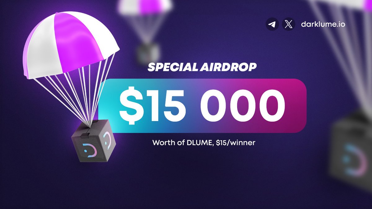 🔍 DarkLume #Airdrop  

🏆 Airdrop Pool: 30 Million DLUME (~$15,000)  

🔴 Start the airdrop bot: t.me/DarkLumeAirdro…  

🔘 Do the tasks on the bot &amp; submit your data.  

🔘 Details: youtu.be/nMSv1M9UkCo  

#Airdrops #Bitcoin #DarkLume #AirdropDet