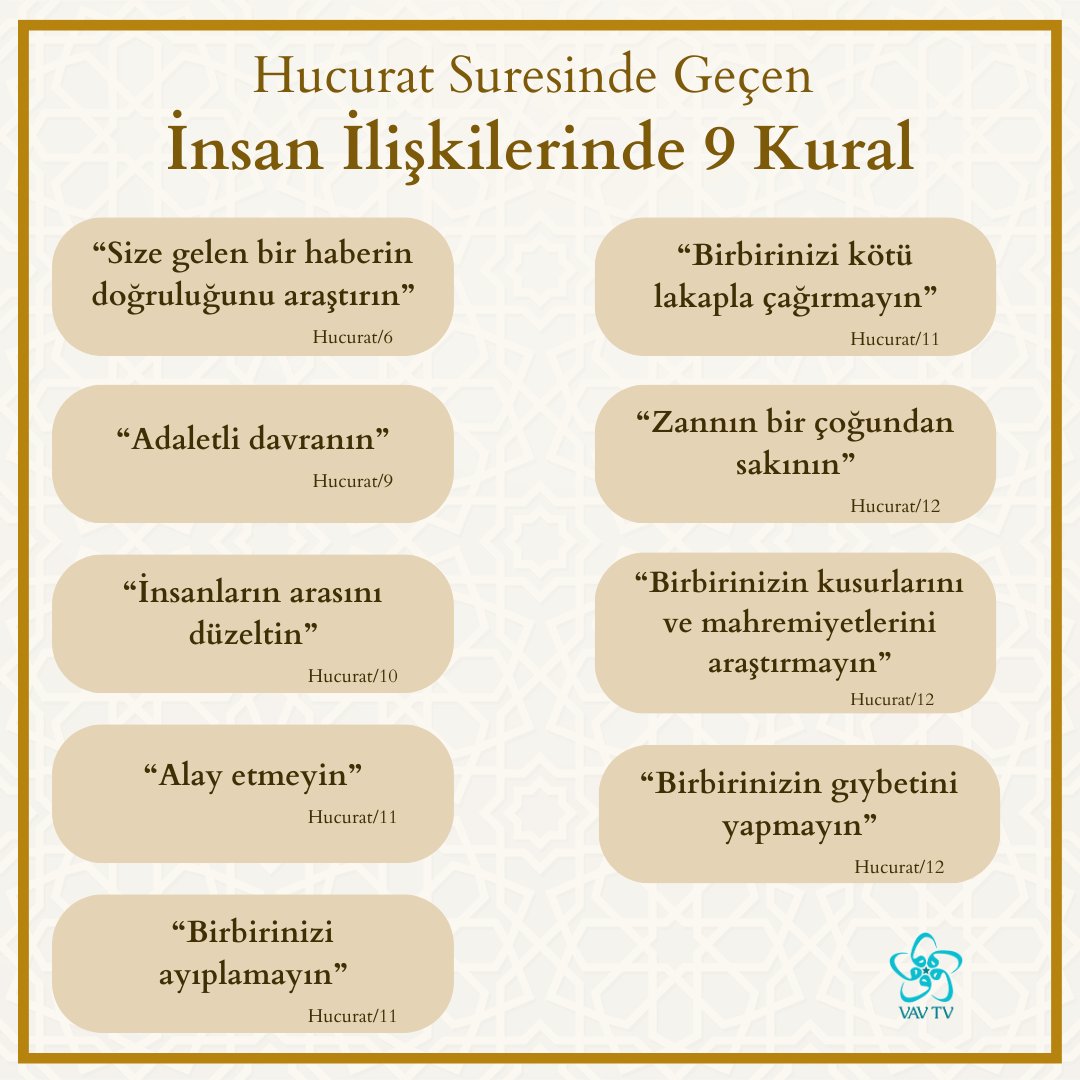 Hucurat Suresinde Geçen İnsan İlişkilerinde 9 Kural