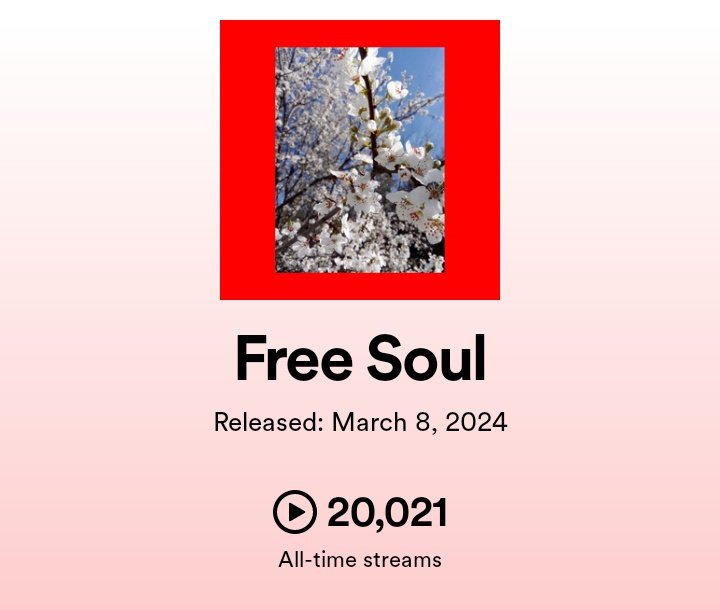 20 K Streams for my Album Free Soul
Thank you 🙏🏼

#Spotify #dimitrios_siranidis #katerini #pieria #artist #musician #listeners #cdbabyartist #bandlabartist #music #musicproducer #musicproduction #stream #audio #listen #beat #synth #pad #sound #wav #20k #thankful #streamers #happy