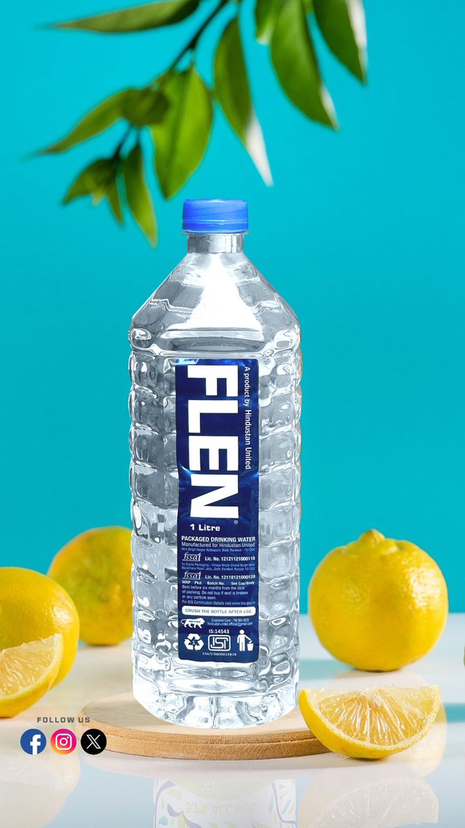 Refresh Your Day with Flen Water and Lemon Pure, Clean, and Naturally Invigorating! 
.

.
.
#FlenWater #LemonVibe #hindustanunited #flen #flenwater #hydratewithflen #Premiumwater #trending #pure #FreshStart #vitaminboost #FMCG  #repost #PurityFirst #goodforhealth