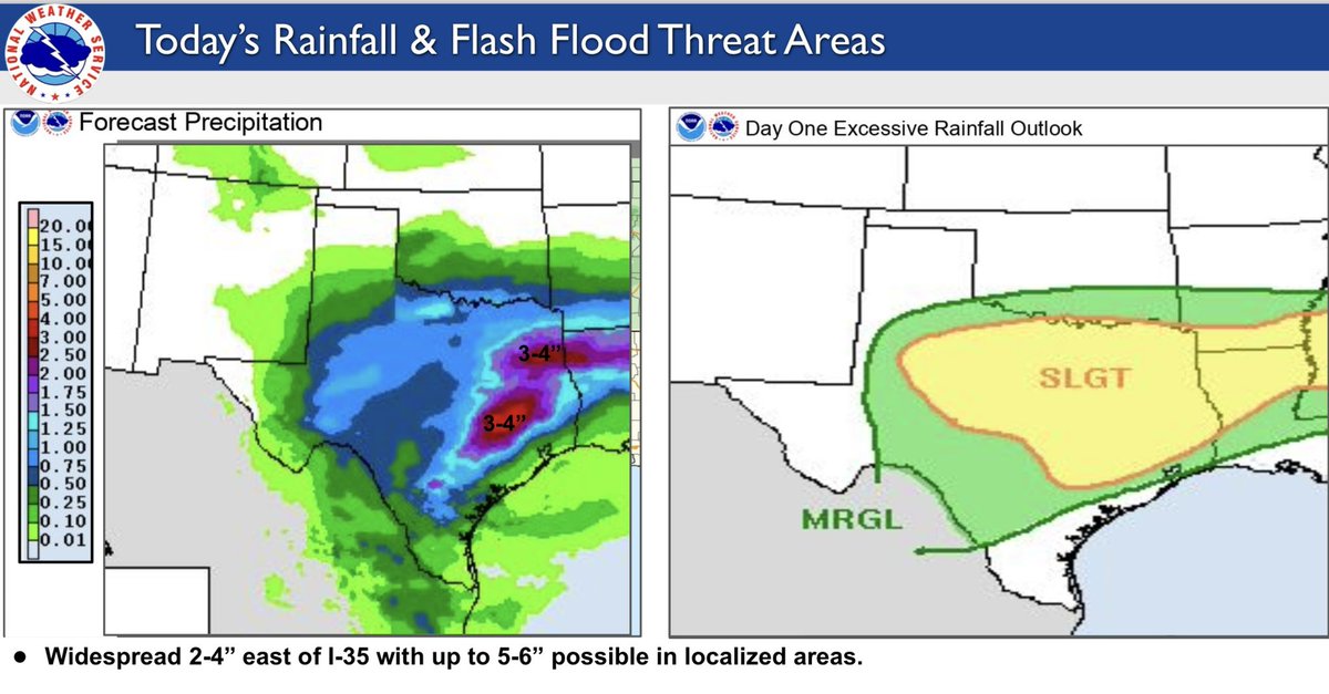 #HeyTexas! When our partners and friends @NWSSouthern forecast 3”-4” of rain, that’s an average for the area. Don’t be surprised to see 6”-8” pockets. Stay tuned to local officials and forecasts. If water is covering the road, #turnarounddontdrown #tadd #AreYouReady #IHaveAPlan