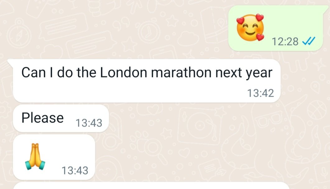 Maybe one year, when he is free from a life that is dependent on #dialysis, this might actually be a possibility. To all those from the #kidney community that are running @LondonMarathon tomorrow to raise funds for @Kidney_Research & @kidneycareuk thank you, & good luck 🏃‍♀️