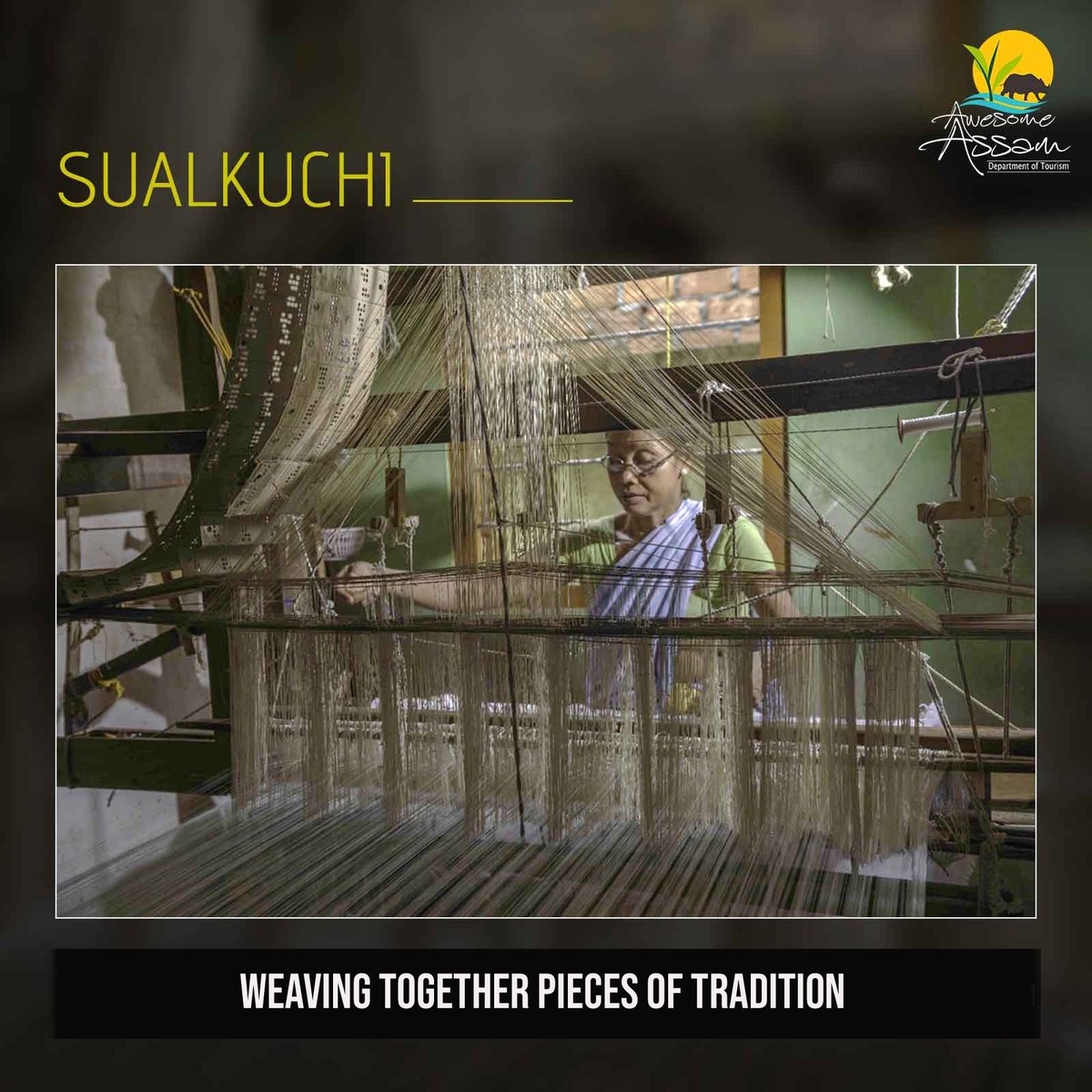 Discover the Weaver’s Village in Sualkuchi, where weaving dates back to 11th century. If you visit this quaint town, you could only hear the sound of the traditional loom, coordinating feet and hands of weavers weaving exceptionally beautiful sador. 

 #AwesomeAssam #Assam