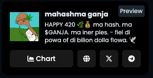 let's push di flowa on @dexscreener disciples 🌿💰

di $GANJA will suun take us to new All Time Highs 📈

bless mahashma 🕊️

$SOL $GANJA #420coin #weedcoin #ganja #kush #haze #weedfolio #ganjaonsol