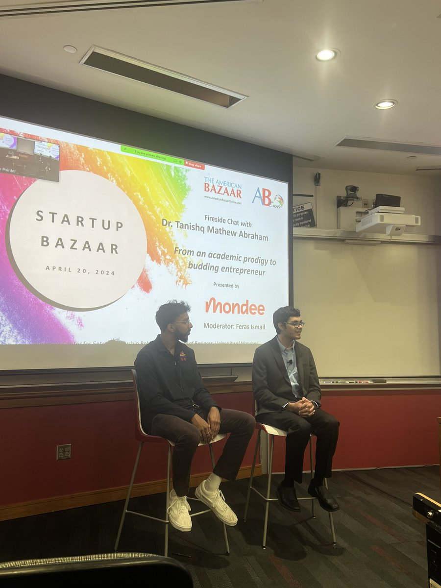 Fascinating dialogue between Feras Ismail &amp; Dr.  Tanishq Mathew Abraham <a href="/ambazaarmag/">The American Bazaar</a> Start Up event <a href="/UMDSmithOnline/">UMD Smith Online Business Degrees</a> <a href="/SmithSchool/">University of Maryland Smith School of Business</a> in medical AI and industry-academia collaboration