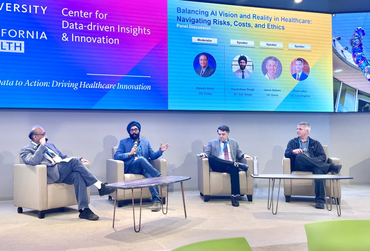 Appreciated the opportunity to chat w/ leaders from @UCIrvineHealth @UCLAHealth @UCDavisHealth on why integrating AI into operations represents a big opportunity to improve access to care, as we @InnovationUCSDH are putting to the test in Mission Control. healthinnovation.ucsd.edu/work/mission-c…