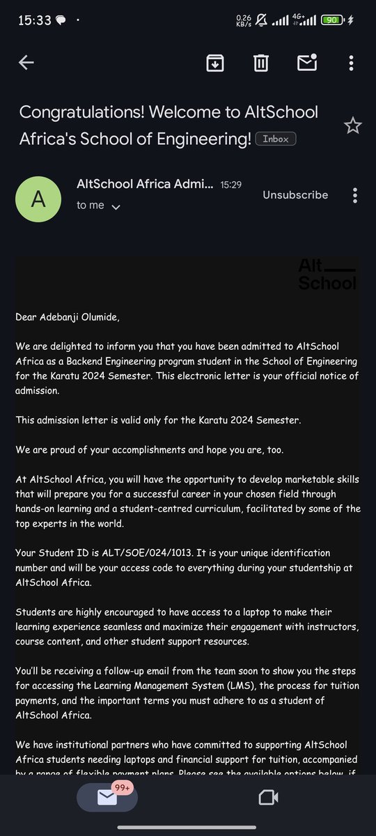 I'm super excited to begin this Journey with @AltSchoolAfrica ... Let's unlock those great things the future holds!!!.