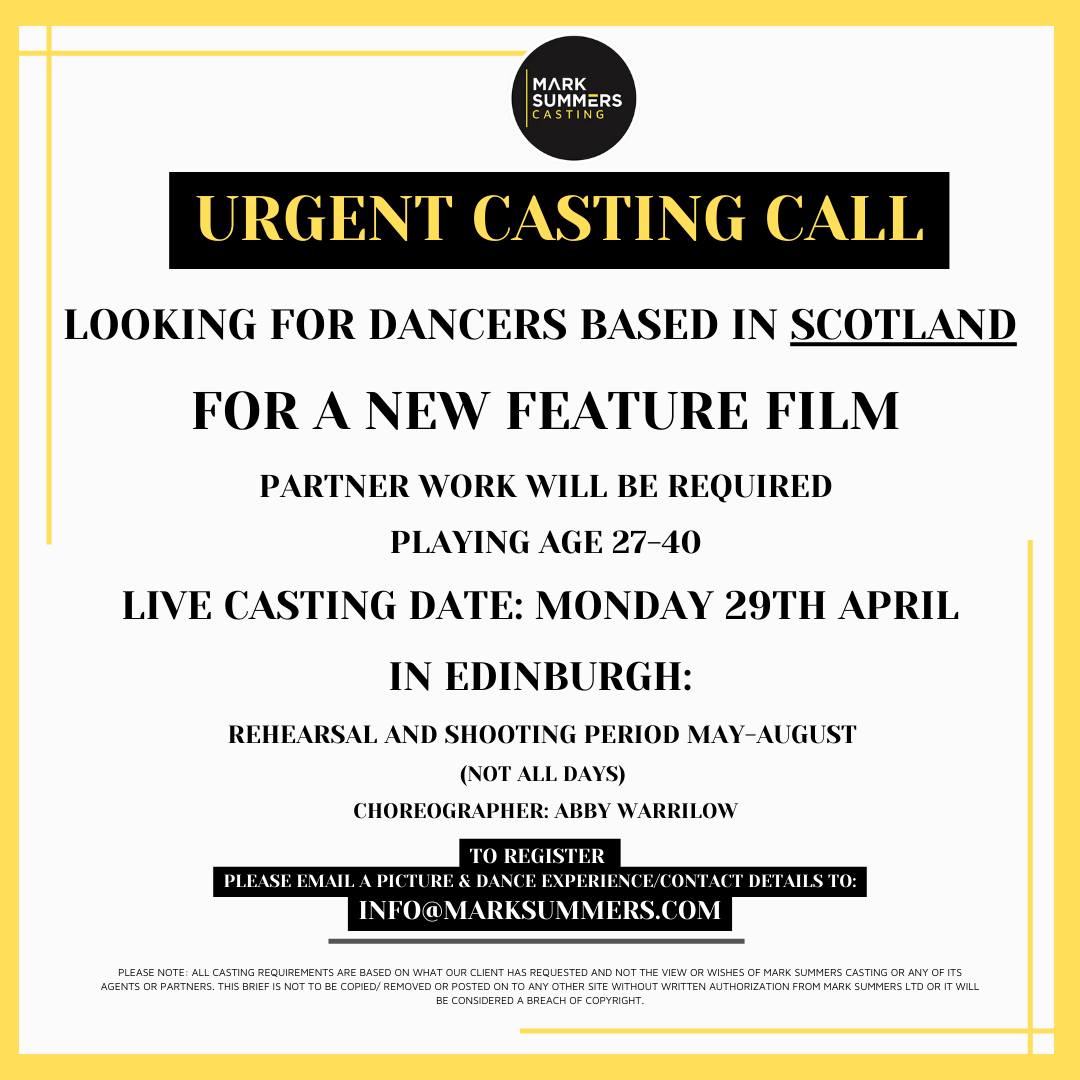 #castingcall dancers wanted for a Hollywood movie shooting in Scotland !!!!! please RT