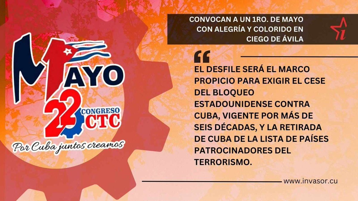 ¡Ciego de Ávila desfilará este #1roDeMayo! Aprovechando que las distancias desde sus límites citadinos pueden ser cubiertas sin gasto de combustible se realizará el tradicional desfile en la capital avileña.#CiegodeAvila @rocdecubano @JHGcasanova @CTCiego @AlfreMenendez @leoipa