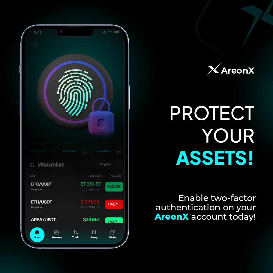 Protect your assets with an extra layer of #security. Enable two-factor authentication on your #AreonX account today. 🔒 #WeAreOn