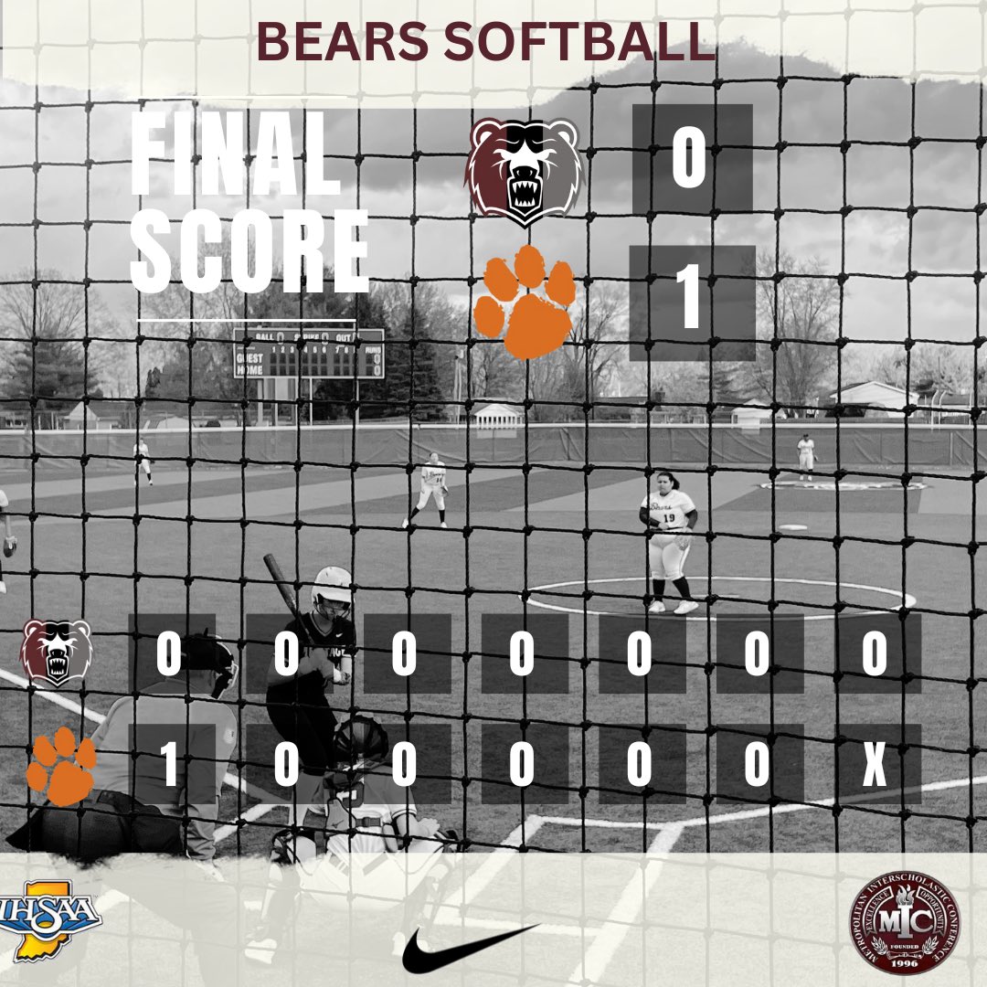 Bears softball lost a nail biter last night. Next game Weds vs Herron