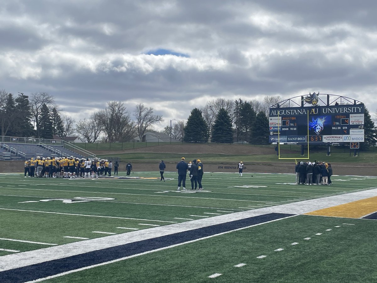 Out at Jim Heinitz Field for the @augiefb Spring Game. My phone says it’s 40 degrees but the wind in my face says it’s about 15.