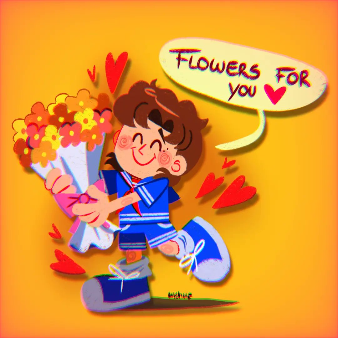 Steve les da flores con abejas para q les pique 
#StrangerThings #steveharrington