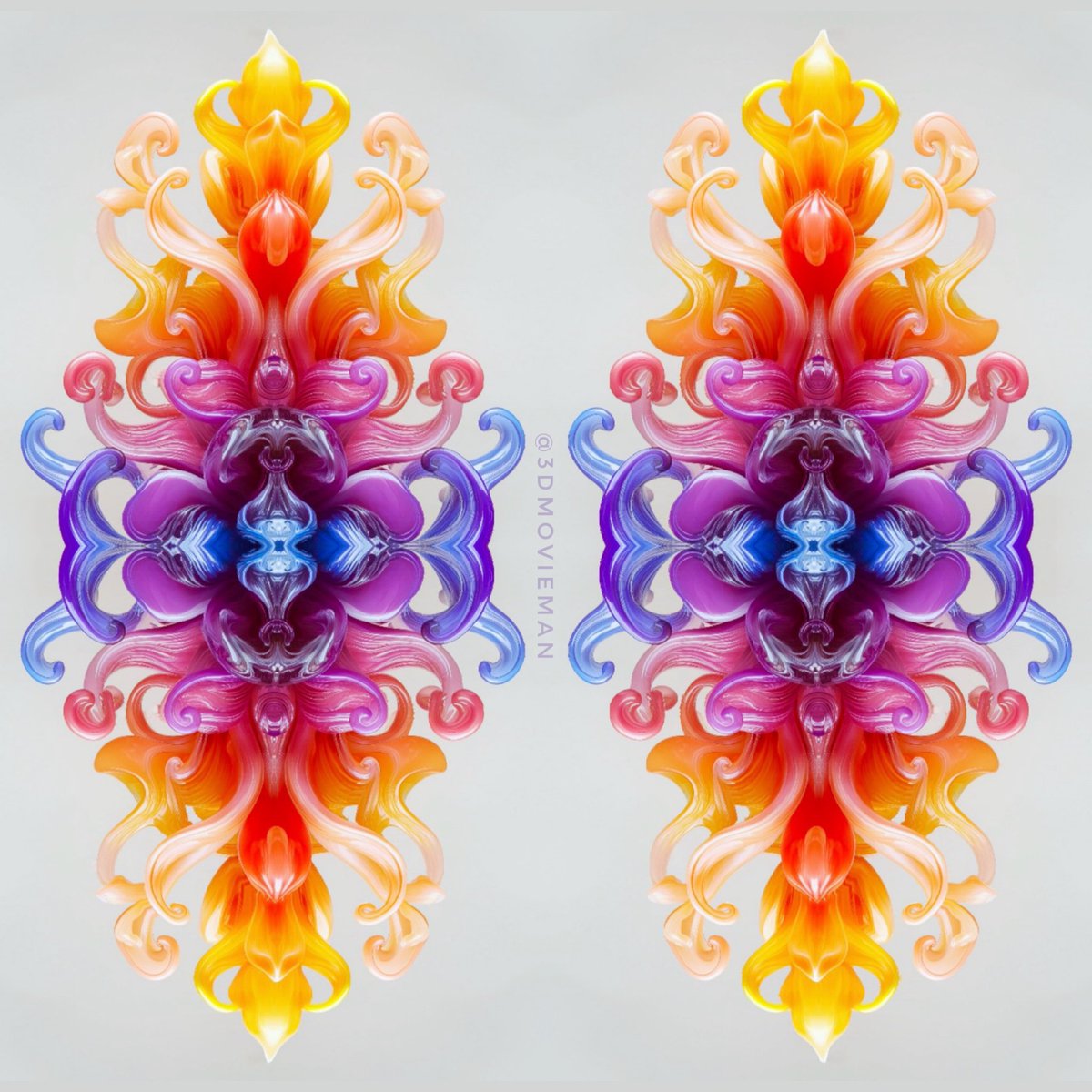 Colorful #stereoscopic glass #midjourneyArt 

#stereoscopy #synthography #fractalart #symmetrical #3dart
