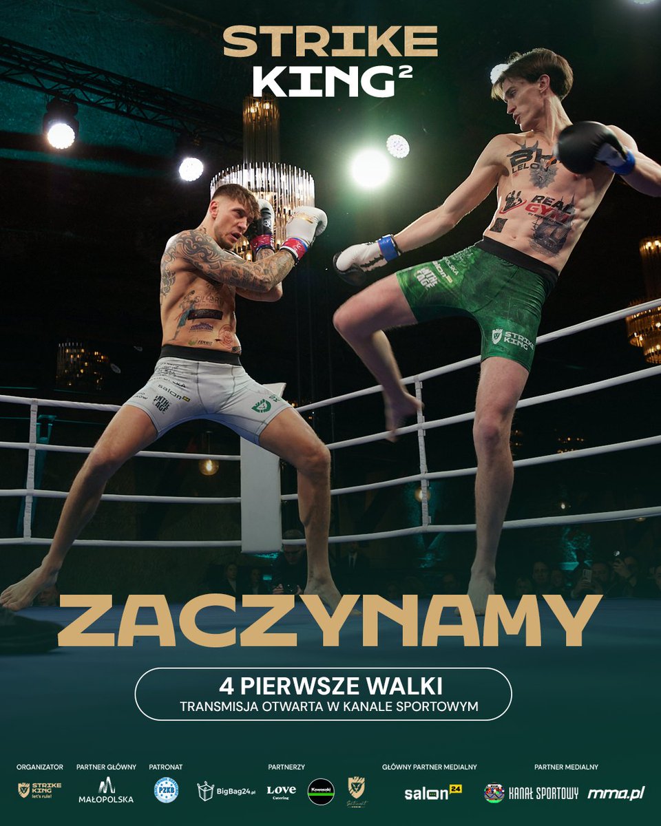 🕰 Wybiła godzina 19:00, a to oznacza, że rozpoczynamy galę Strike King 2! 🔜 Przed nami 11 emocjonujących pojedynków kickboxingu na zasadach K1 w małych rękawicach bokserskich – 4 OZ. Startujemy! 🔥 📺 @Sportowy_Kanal: youtube.com/live/WE8o-tZbN… 📺 PPV: strikeking.ppv-stream.pl