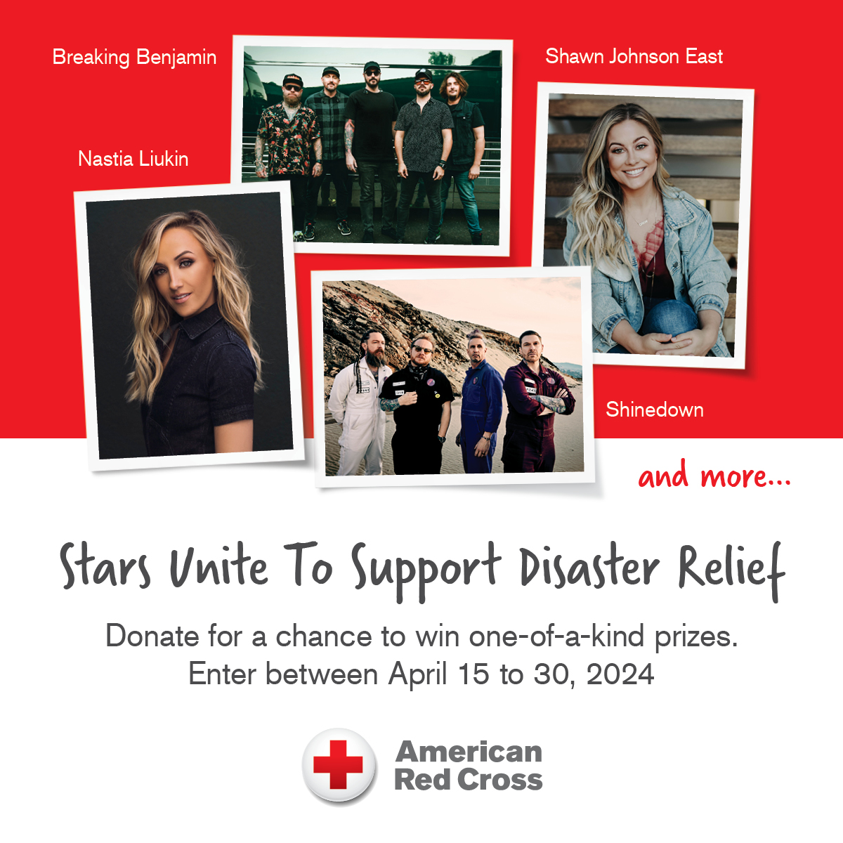 From now until April 30th, you can help donate to support our disaster relief efforts and enter to win unique prizes! Autograph guitars and a thank you note from your favorite music star. The Red Cross responds to more than 60,000 disasters each year now is the time to prepare.