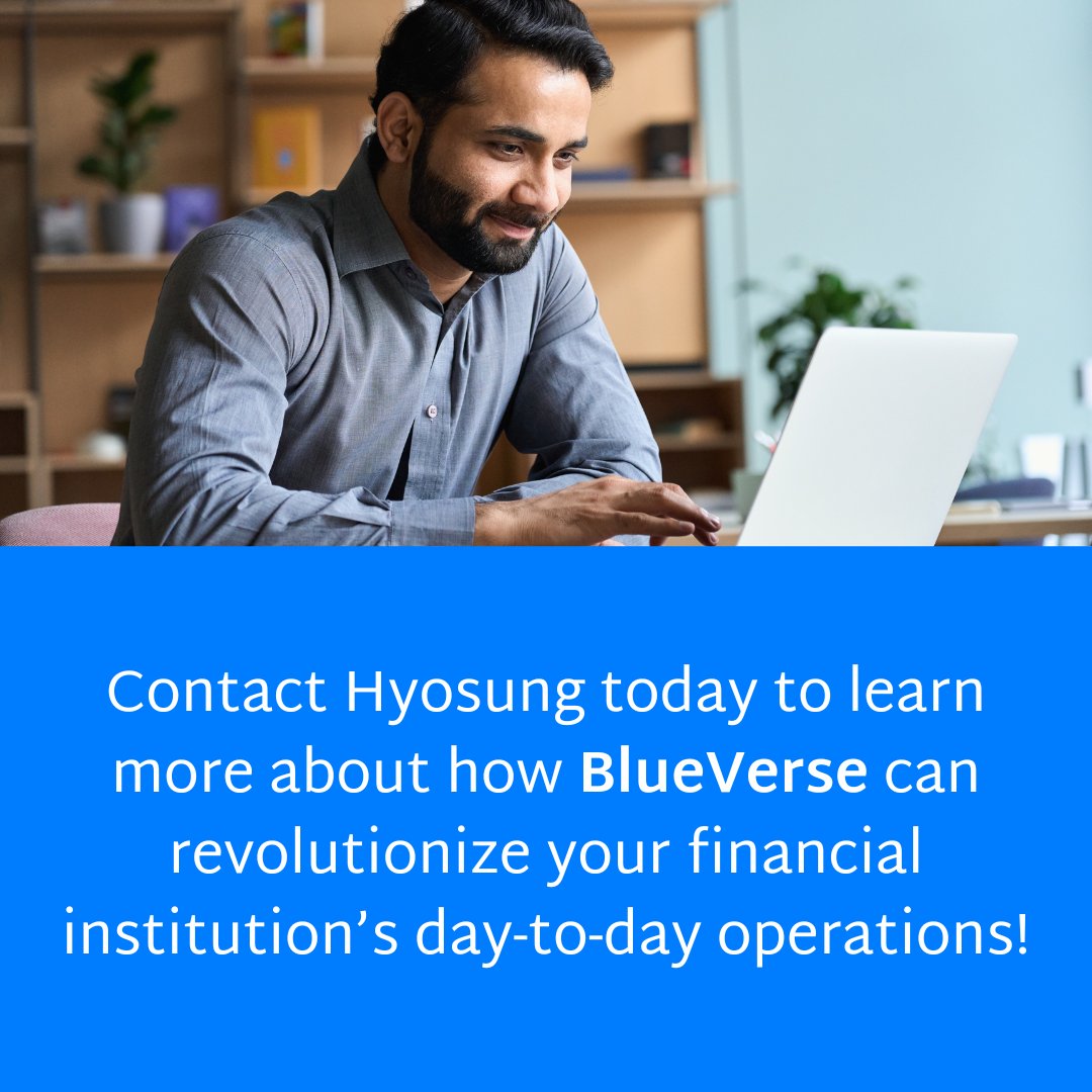 hyosungnhausa's tweet image. We created BlueVerse to help financial institutions around the world deliver seamless customer experiences while meeting their unique needs. 💙 Learn how our software can transform the ways your branch does business: bit.ly/hyosung-blueve… #Hyosung #BlueVerse #BankingSoftware