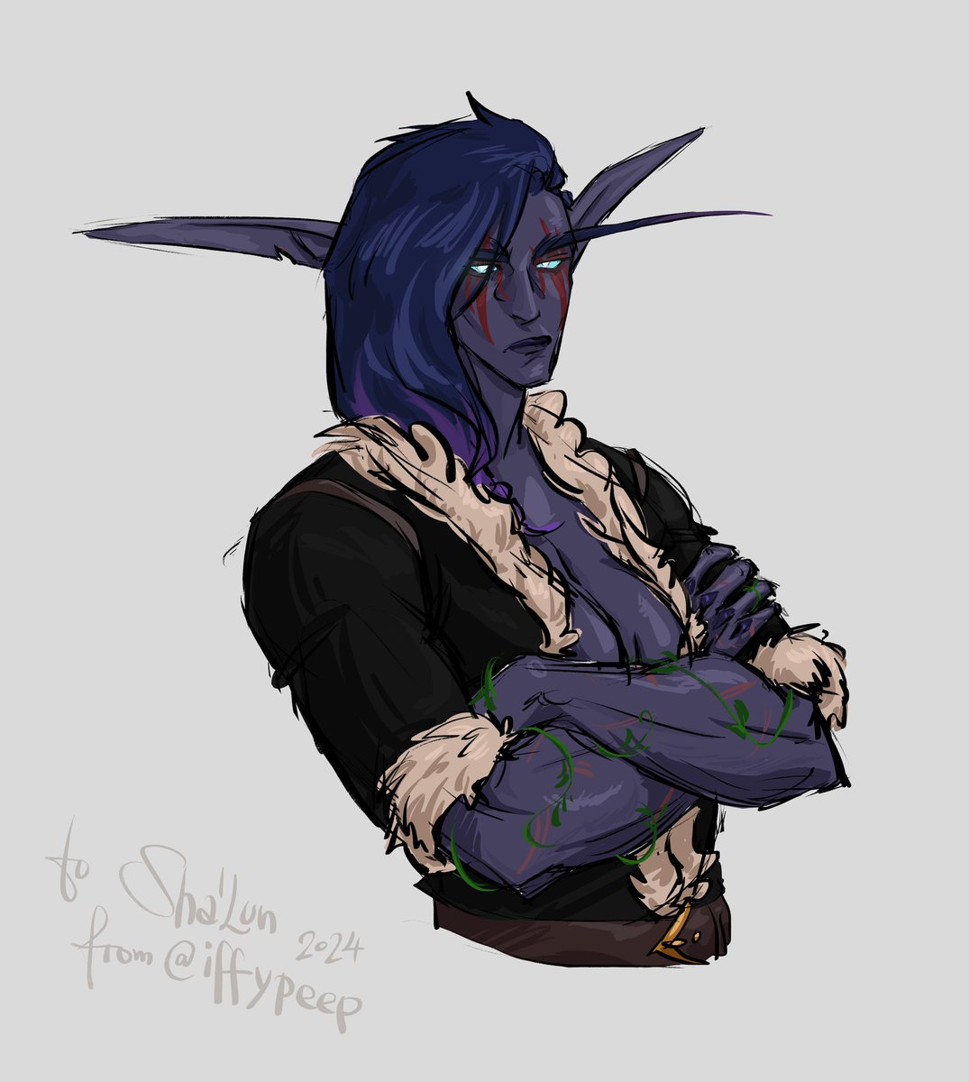 a small sketchy gift for one good person 🥺
big strong beautiful lady 🖤
#Warcraft #nightelf #druid