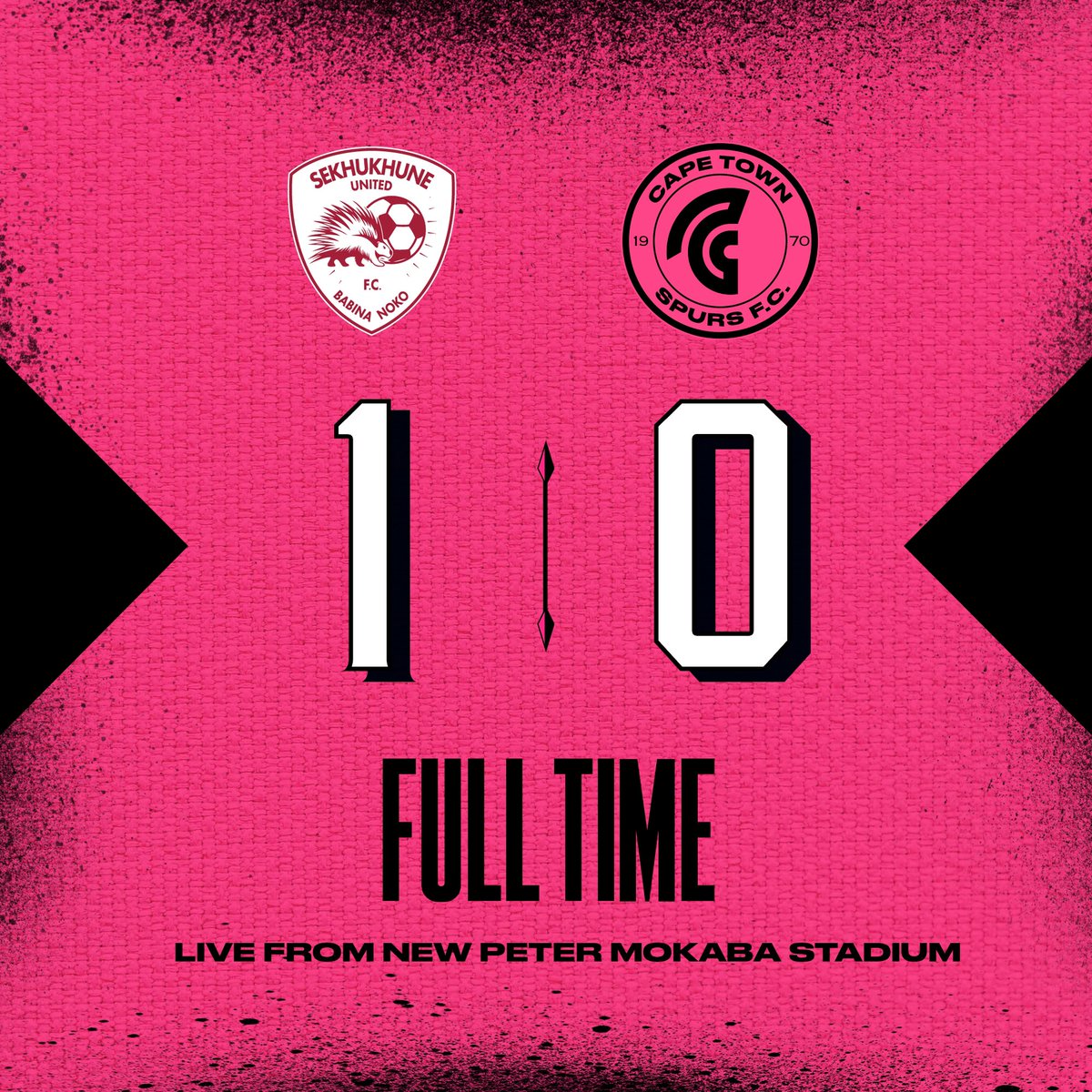 Full-time in Polokwane…

#CAPETOWNSPURS
#URBANWARRIORS
#PSL
#DSTVPREMIERSHIP
#OURYOUTHOURFUTURE
#CAPETOWN
#SOUTHAFRICA