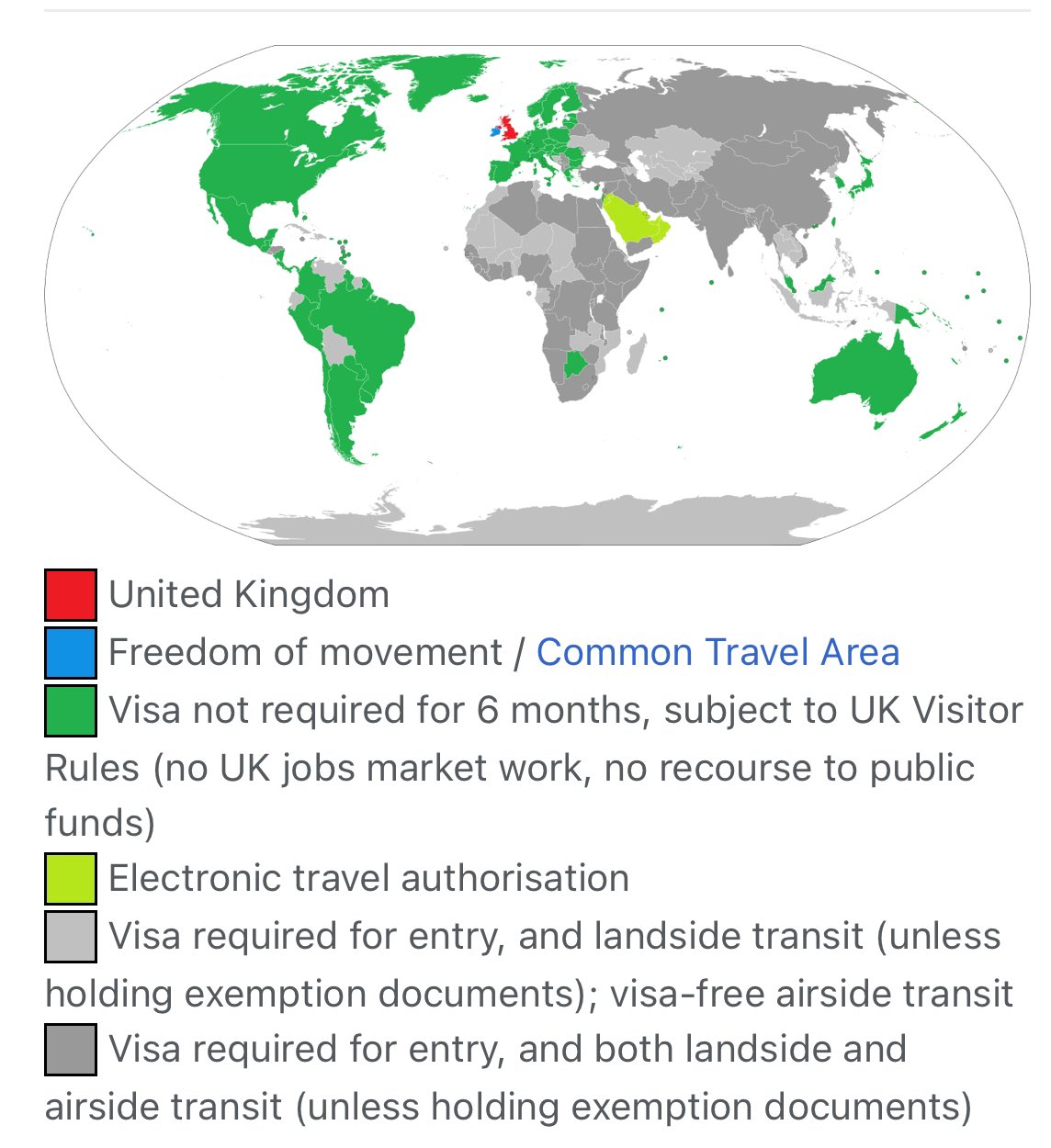 Lou Calvey على X: “UK Visa policy map. Grey are all the countries