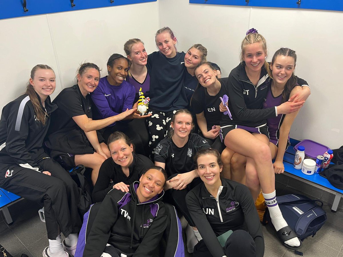 Happy Hawks after a great day of Prem Playoff netball. Well done players and coaches - more of the same tomorrow 🤞🏻 💜