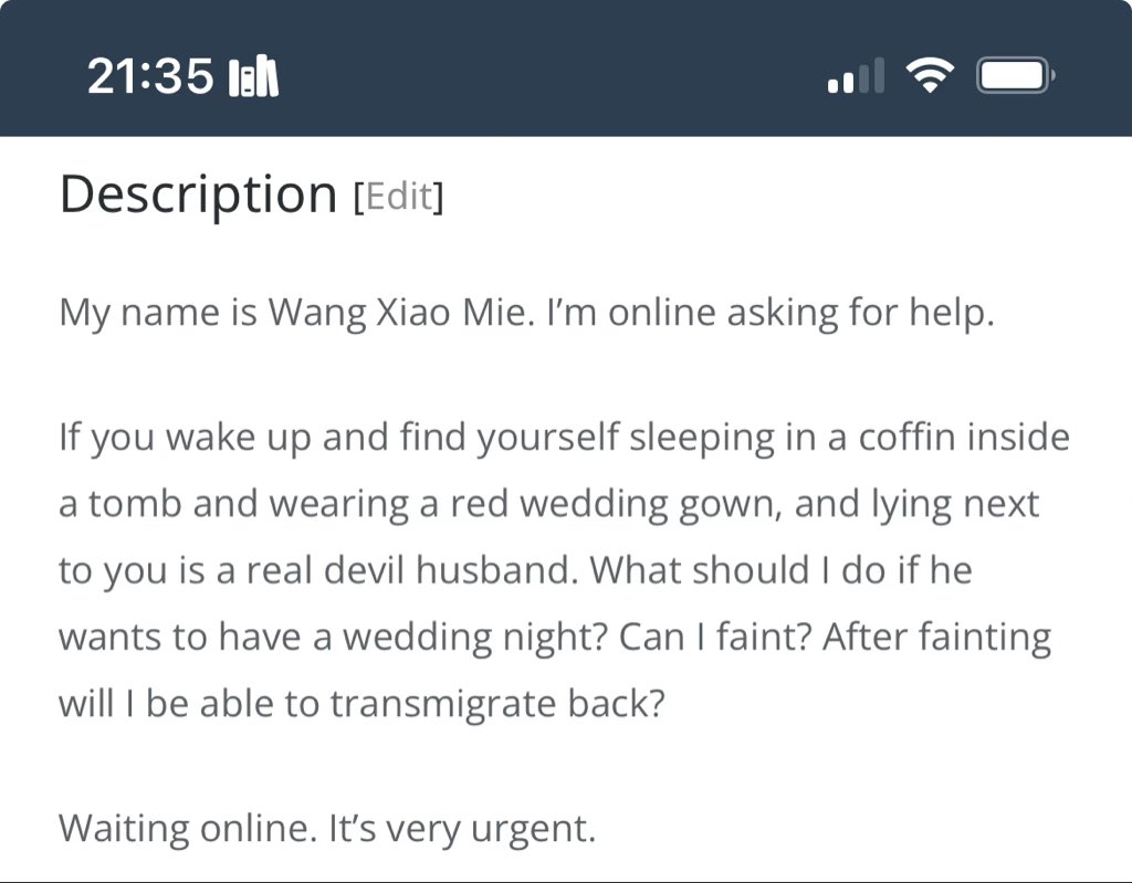 I and My Husband Sleep in a Coffin (我和老攻睡棺材) By: 无水不渡 — 84 Chaps + 9 Extras — horror, mature, supernatural, action — transmigration, reincarnation, amnesia, revenge, cohabitation, lovers reunited 🔗 novelupdates.com/series/i-and-m… — reading thread;