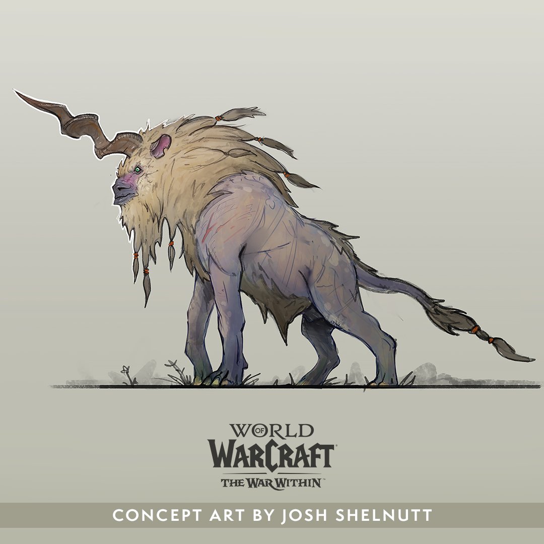 The mighty shalehorns can be found roaming the grassy terrain of the Isle of Dorn. Concept art by Josh Shelnutt.
