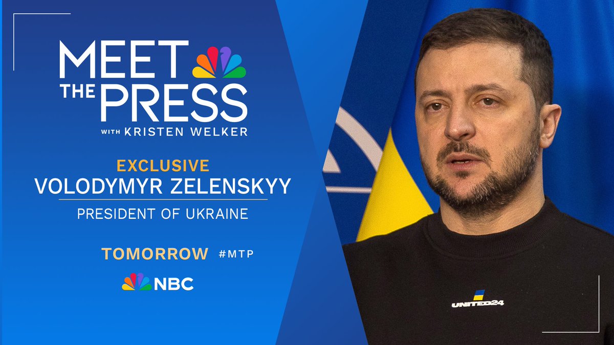 TOMORROW on @MeetThePress with @kwelkernbc, an exclusive interview with @ZelenskyyUa Plus, @SteveKornacki joins with a new national NBC poll.