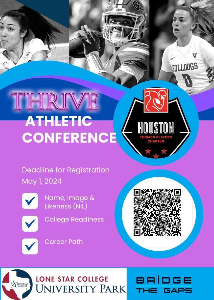 Are you registered for Thrive Athletic Conf - May 18? 🏈 Thrive will break down NIL rules, college readiness, career path assessment, as well as education for athletes and non athletes! ⚾ THIS EVENT IS FREE! 🎾 This event is designed for all sport genders #LinkInOurBio