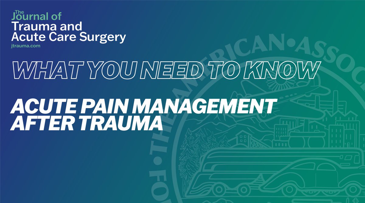 A thoughtful, effective, and responsible acute pain management strategy after injury can adequately relieve pain and minimize opioid exposure.

#JoTACS #TraumaSurg #SurgTwitter #MedEd #SoMe4Surgery #MedTwitter #MedStudent

journals.lww.com/jtrauma/fullte…