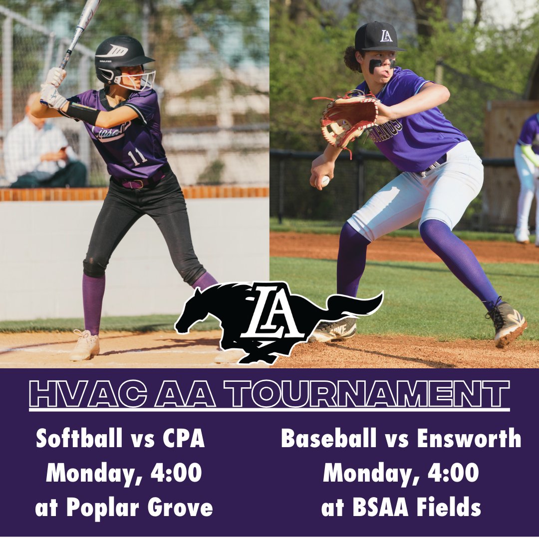 LAMS_Athletics's tweet image. Both our Softball and Baseball teams have advanced to the HVAC Division AA Semifinals!
Softball
🆚 CPA
📅 Monday, 4/22
⏰ 4:00
📍Poplar Grove
Baseball
🆚 Ensworth
📅 Monday 4/23
⏰ 4:00
📍BSAA Fields