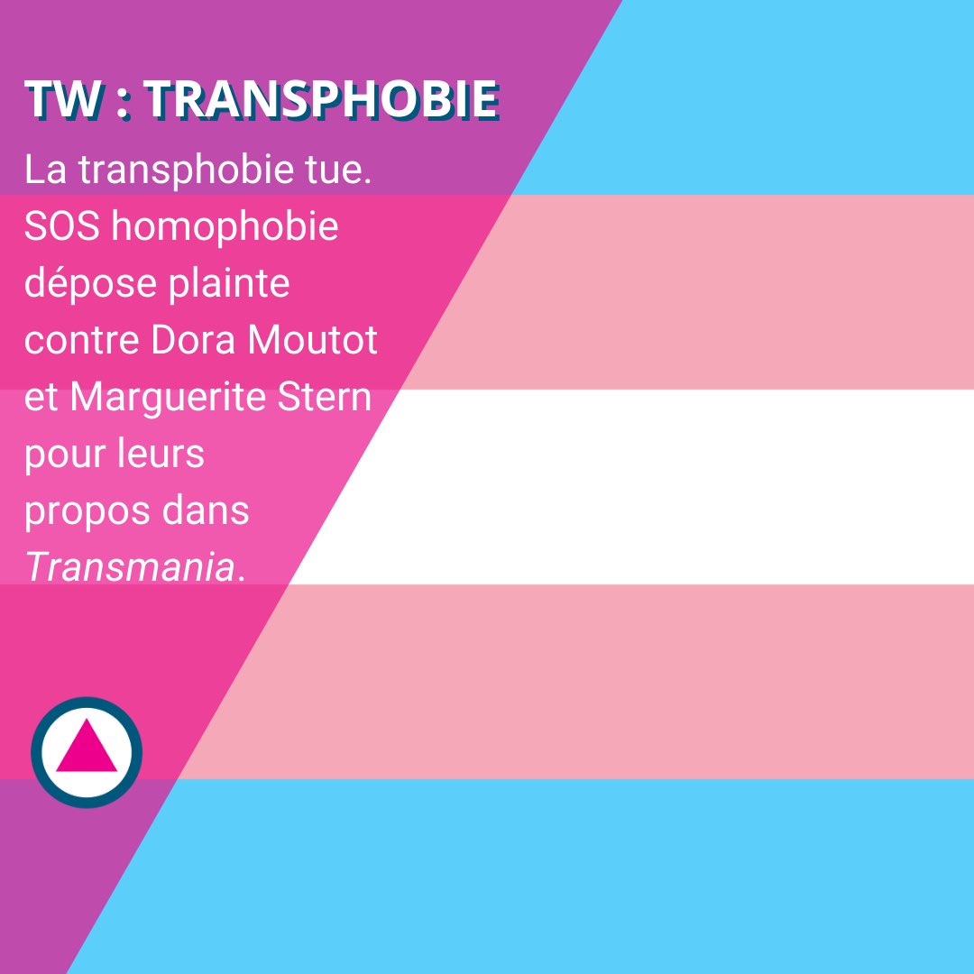 La transphobie tue. SOS homophobie dépose plainte contre Dora Moutot et Marguerite Stern pour leurs propos dans 'Transmania'. La liberté d'expression ne saurait justifier la haine contre les personnes trans. #TransRightsAreHumanRights.