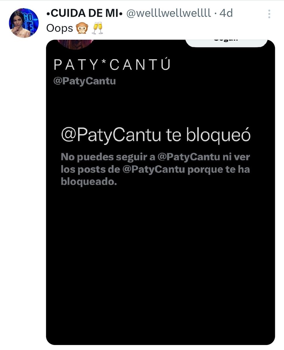 pablo_chagra's tweet photo. Una persona que vea como "logro" que lo bloqueen mujeres famosas por acosarlas, agredirlas e insultarlas para "demostrar" que su artista es "mejor", neta da mucha l��stima 🤐 https://t.co/AGRXoHDSyM