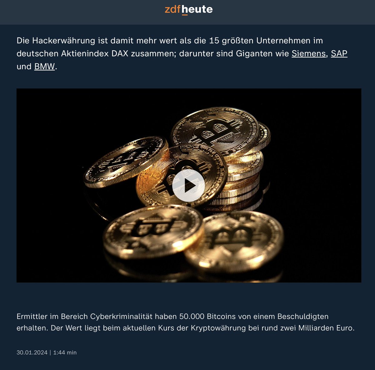 Und der Wahnsinn geht weiter.... Es ist einfach nur unfassbar, was ich gerade lese! Stefan Mey nennt Bitcoin im Artikel kontinuierlich eine 'Hackerwährung' – im Jahr 2024! 🤦‍♂️ Dieser Artikel ist eine Beleidigung des gesunden Menschenverstands. An @ZDFheute und Herrn Mey: In