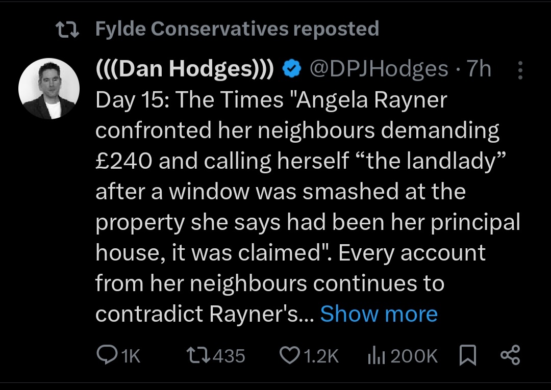 The Fylde Conservative Association are currently caught up in a huge fraud scandal and yet they are still attacking Angela Rayner.

Perhaps this explains how Mark Menzies got away with his sick and twisted behaviour for so long.

@fyldeca #R4Today #skynews #MarkMenzies #FACup