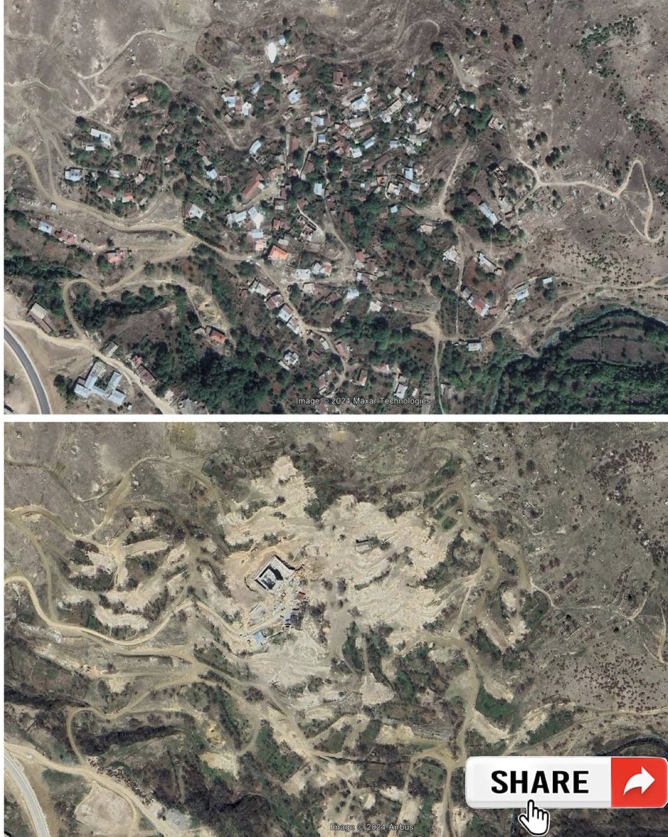 Images depict the Christian village of Karin Tak before and after the occupation by Azerbaijan. The village has been completely destroyed. The Christian villagers have been subjected to ethnic cleansing from their Christian homeland, and the churches have been desecrated and