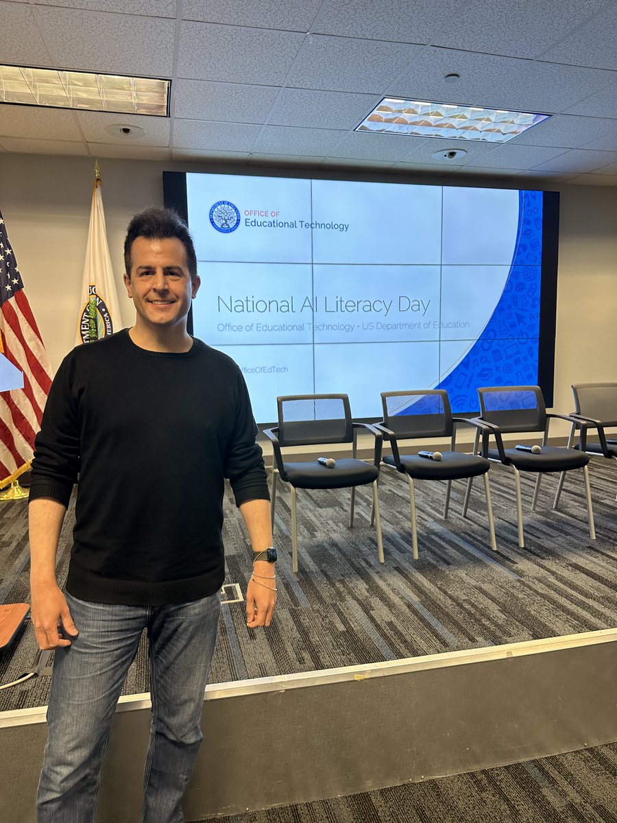 At @usedgov with @OfficeofEdTech for National #AI Literacy Day to present @CS50's OpenCourseWare and rubber duck 🦆, a 24/7 teaching assistant implemented atop @OpenAI, @Microsoft Azure, and @GitHub. See cs.harvard.edu/malan/publicat… for paper. With thanks to Rongxin Liu et al.