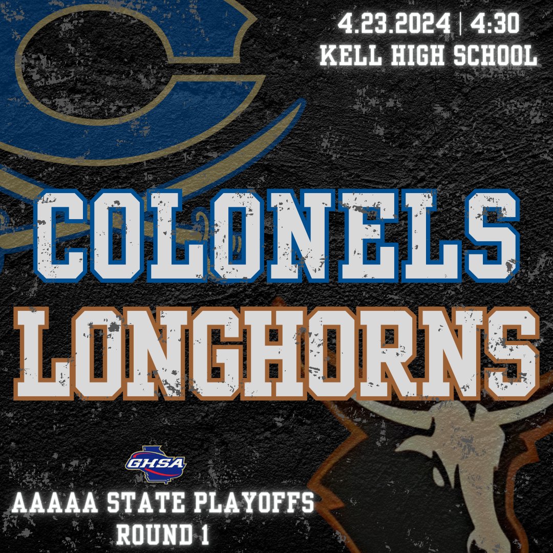For the first time since 2021, the Colonels have qualified for the GHSA State Baseball Playoffs. We will travel to Cobb County to take on the Kell Longhorns on Tuesday, 4/23. #FireTheCannon