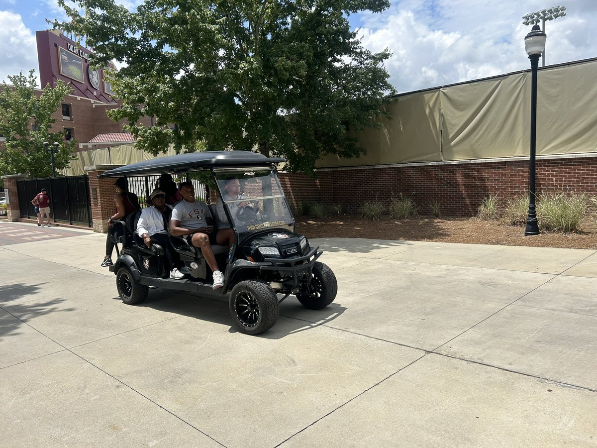 FSU 2025 QB commit Tramell Jones Jr. arrives for Florida State’s spring showcase.