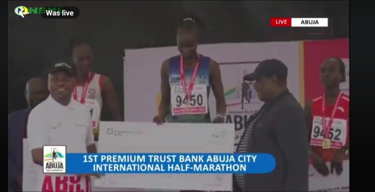 Congratulations to the second gold medal for  South Sudan in the Abuja Half Marathon  1st Atalena Napule GASOPRE  by 1.20.23. 
2nd Fridah from Kenya 
3rd Nancy from  kenya
Congratulations
Today  in Abuja, Nigeria  🇳🇬