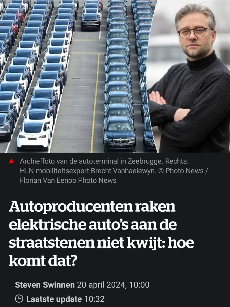 Tienduizenden  elec.wagens staan al meer dan 1 jaar te verkommeren op  parkings van zeehaven Zeebrugge.
Batterijen sterven af..
Tja...hoe zou dat komen ?
Te duur natuurlijk...