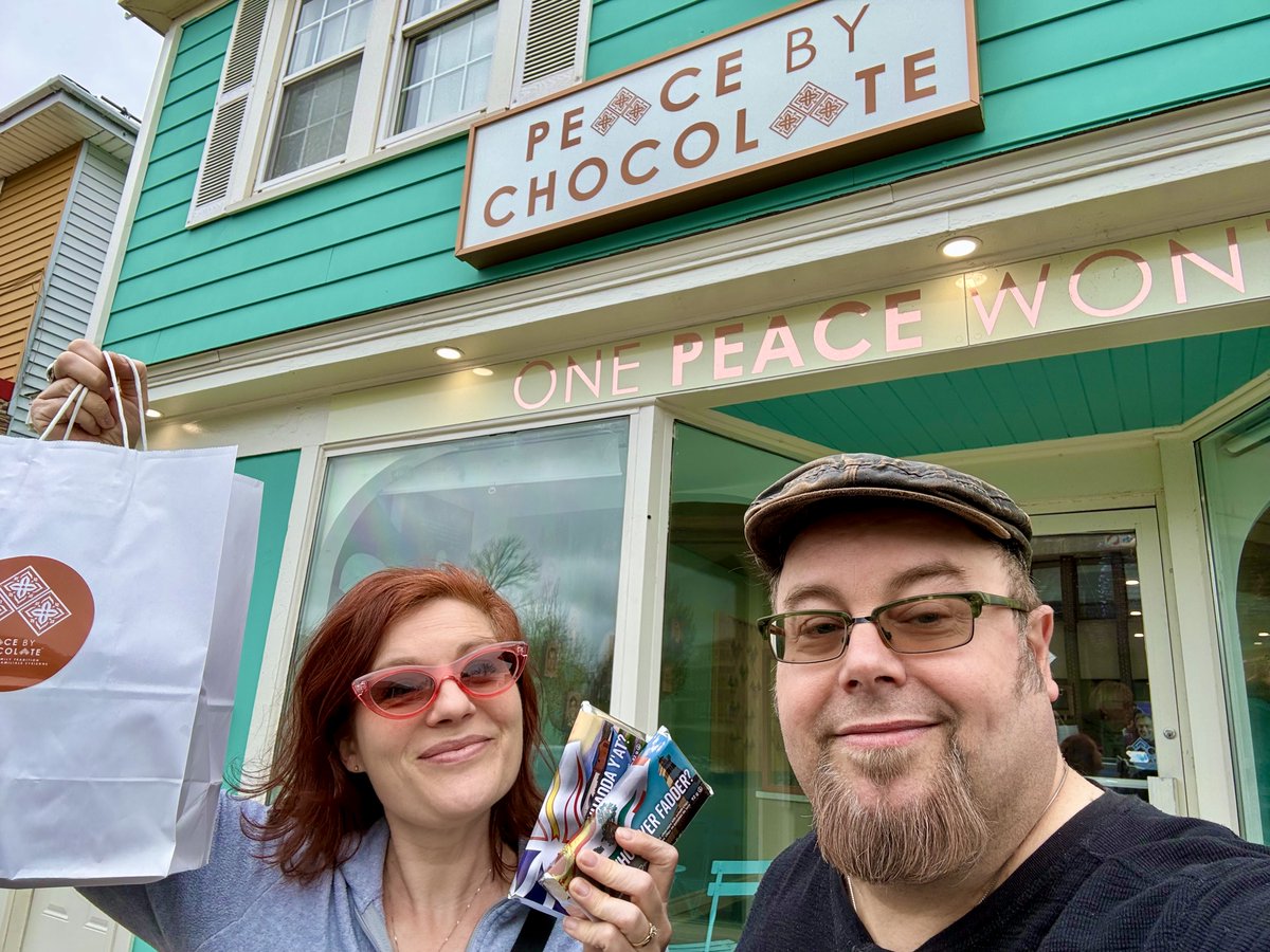 So excited to visit @Peacebychoco #Antigonish! The first time we bought their #chocolate, they were selling it out of a plywood shack. Today, we visited their beautiful store, filled with delicious treasures. Wonderful story & family! #RefugeesWelcome #OhSoGratefulTour #tourlife