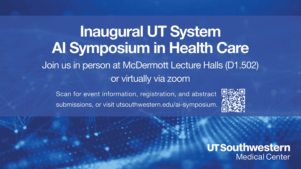 UT Southwestern Medical Center (@utswmedcenter) on Twitter photo Deadline to submit abstracts has now been extended to April 27! Submit your abstracts for the Inaugural <a href="/utsystem/">The University of Texas System</a> AI Symposium in Health Care today! bit.ly/43R3s5D Deadline to submit abstracts has now been extended to April 27! Submit your abstracts for the Inaugural <a href="/utsystem/">The University of Texas System</a> AI Symposium in Health Care today! bit.ly/43R3s5D