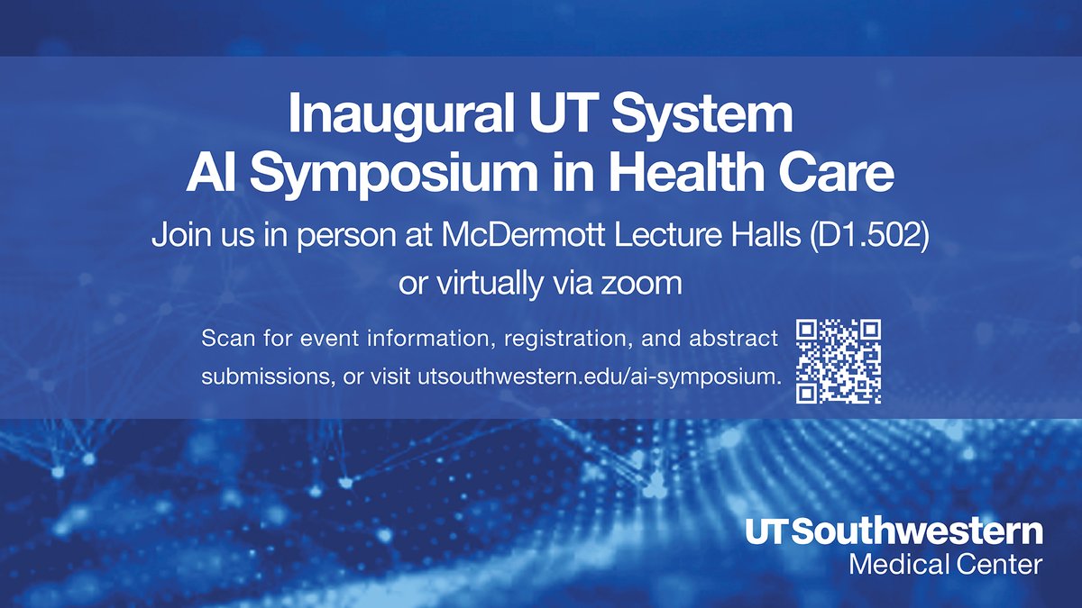 Deadline to submit abstracts has now been extended to April 27! Submit your abstracts for the Inaugural @utsystem AI Symposium in Health Care today! bit.ly/43R3s5D